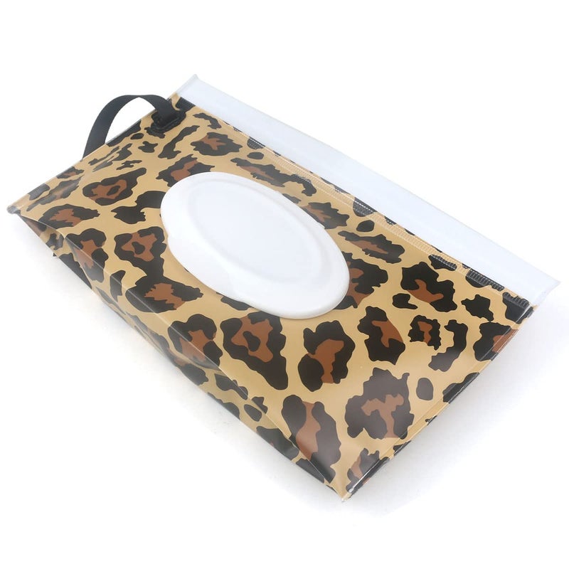 FKEYTO Baby Wipe Dispenser,Portable Refillable Wipe Holder Wipe Dispenser Bag Reusable Travel Wet Wipe Pouch (Zebra + leopard print) - Image 4